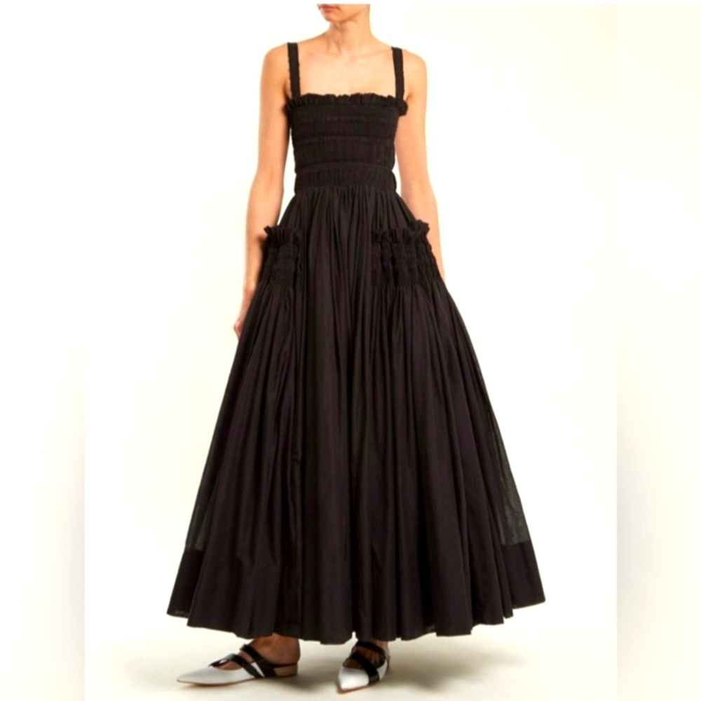 Shirred layered long dress